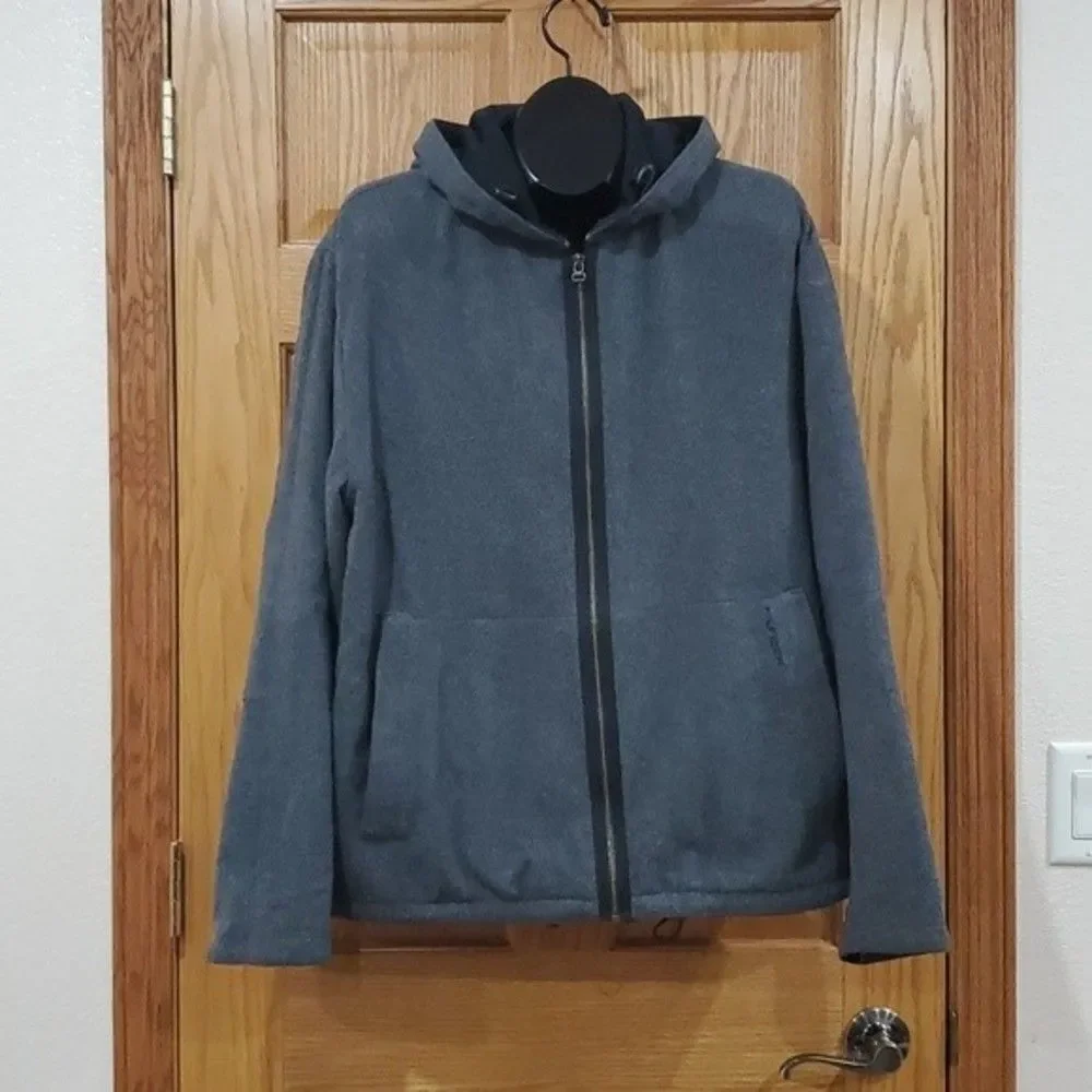 Tommy Hilfiger Vintage Grey Wool Hooded Jacket Size XL